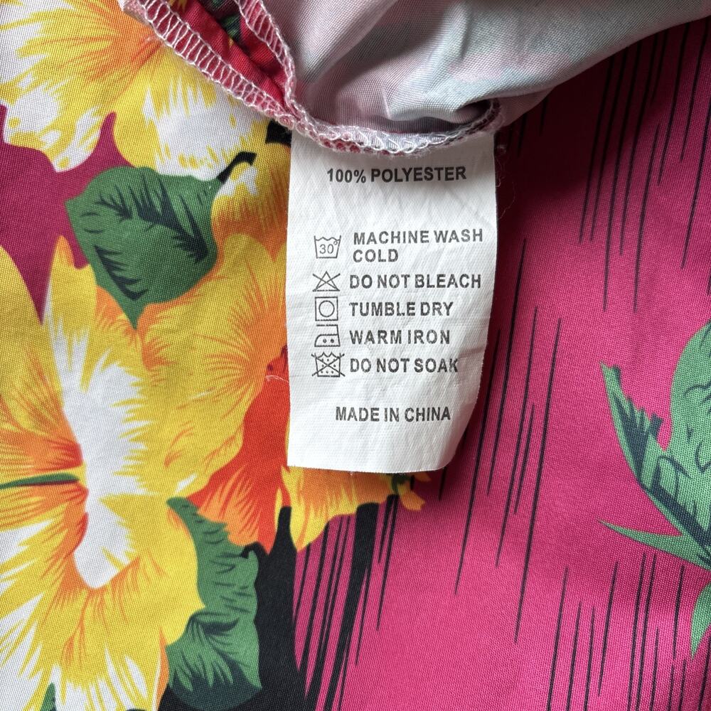 Year In Year Out Hawaiian Shirt‎ Mens XXL Red Tropical Sunset Palm Tree Aloha - Picture 12 of 15